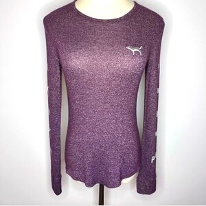 PINK VICTORIA’S SECRET Purple Long Sleeve Sleepwear Shirt Small Graphic Logo